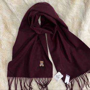 NWT Moschino Wool Scarf Bear Burgundy